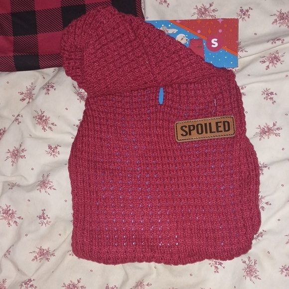 Red Knit Beanie with Spoiled Sweater - Picture 1 of 3